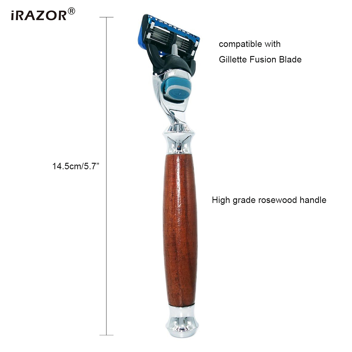 iRAZOR Men 's Rosewood long handle Manual Razor Handles for 5 Blade ...